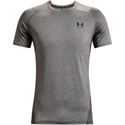 Carbon Heather - Front - Under Armour Mens HeatGear Mesh Panel Fitted T-Shirt