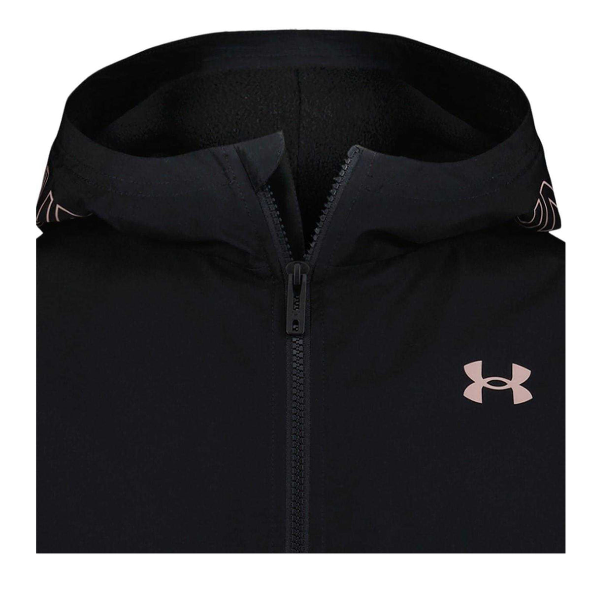 Black-Pink - Pack Shot - Under Armour Girls Full Zip Windbreaker