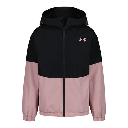 Black-Pink - Front - Under Armour Girls Full Zip Windbreaker