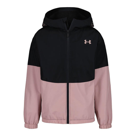 Black-Pink - Front - Under Armour Girls Full Zip Windbreaker