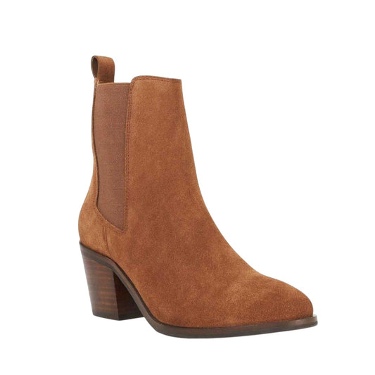 Tan - Front - Dune London Womens-Ladies Pasil Leather Block Heel Boots