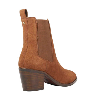 Tan - Back - Dune London Womens-Ladies Pasil Leather Block Heel Boots