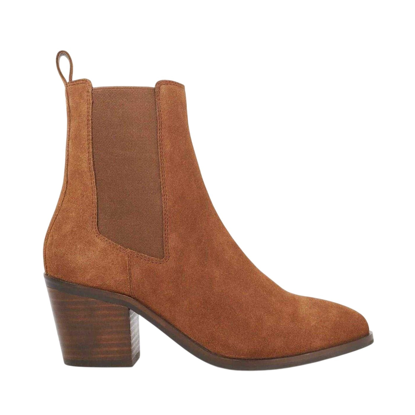 Tan - Side - Dune London Womens-Ladies Pasil Leather Block Heel Boots