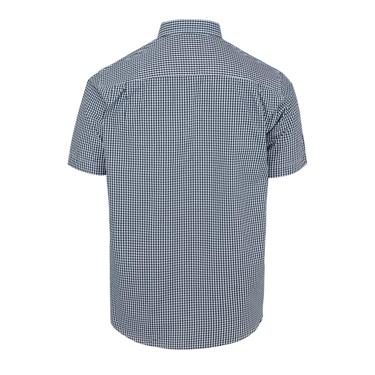 Navy - Back - Fabric Mens Gingham Poplin Short-Sleeved Shirt