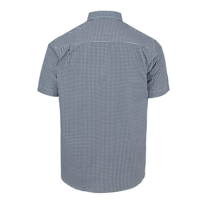 Navy - Back - Fabric Mens Gingham Poplin Short-Sleeved Shirt