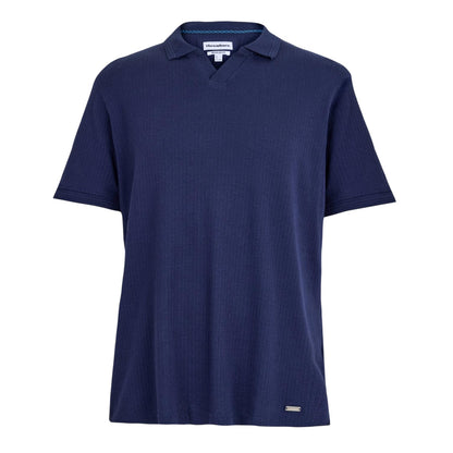 Navy - Front - Threadbare Mens Ribbed Regular Polo Shirt