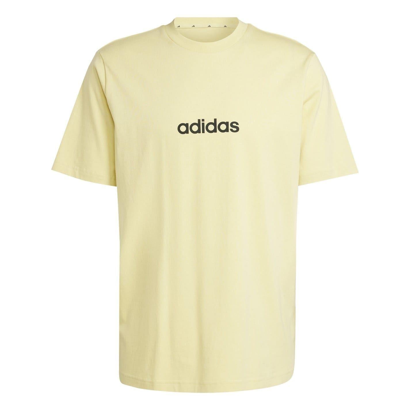 Yellow - Front - Adidas Mens Logo Cotton T-Shirt