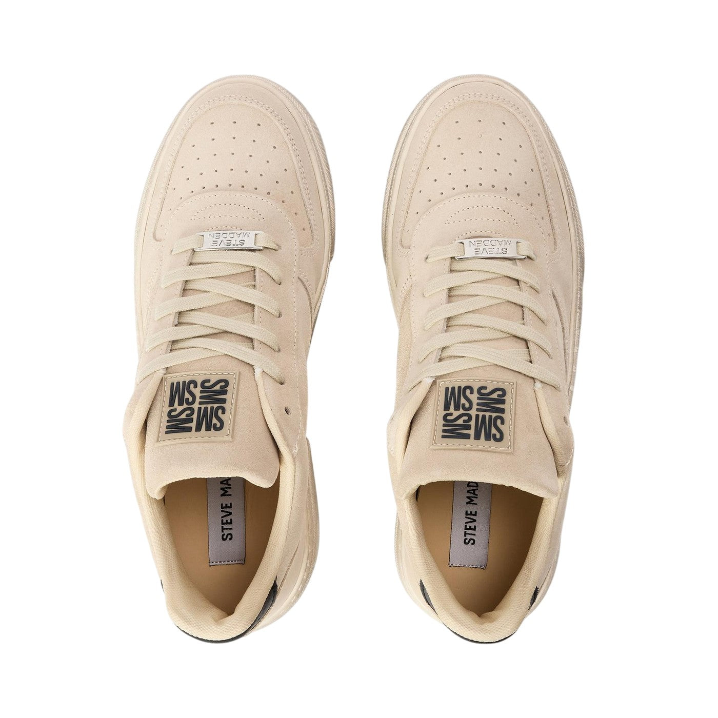 Beige - Side - Steve Madden Mens Brent Suede Shoes
