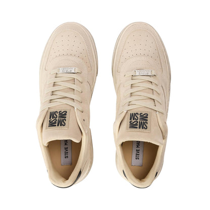 Beige - Side - Steve Madden Mens Brent Suede Shoes