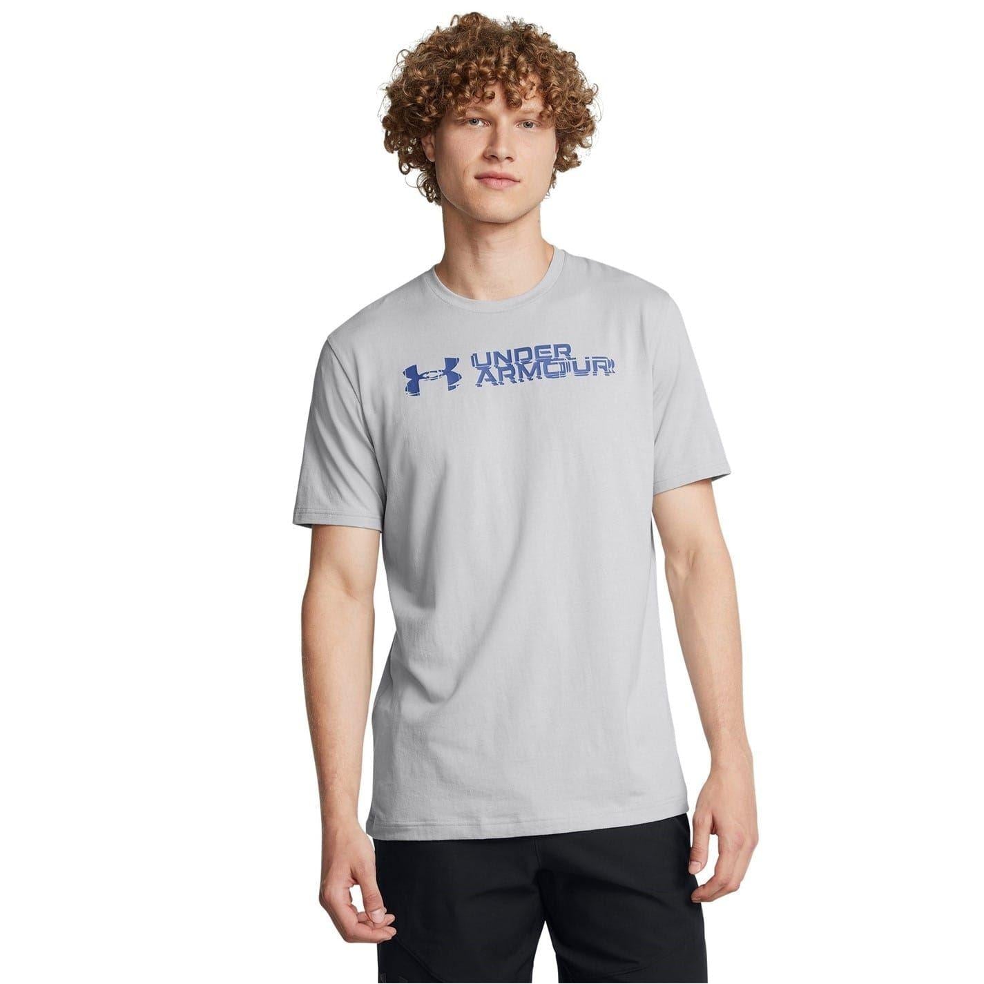 Light Grey - Side - Under Armour Mens Sliced Chest Logo Regular T-Shirt