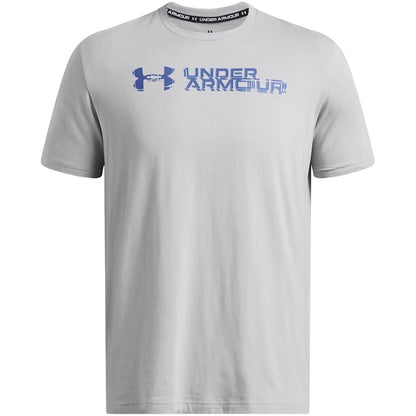 Light Grey - Front - Under Armour Mens Sliced Chest Logo Regular T-Shirt