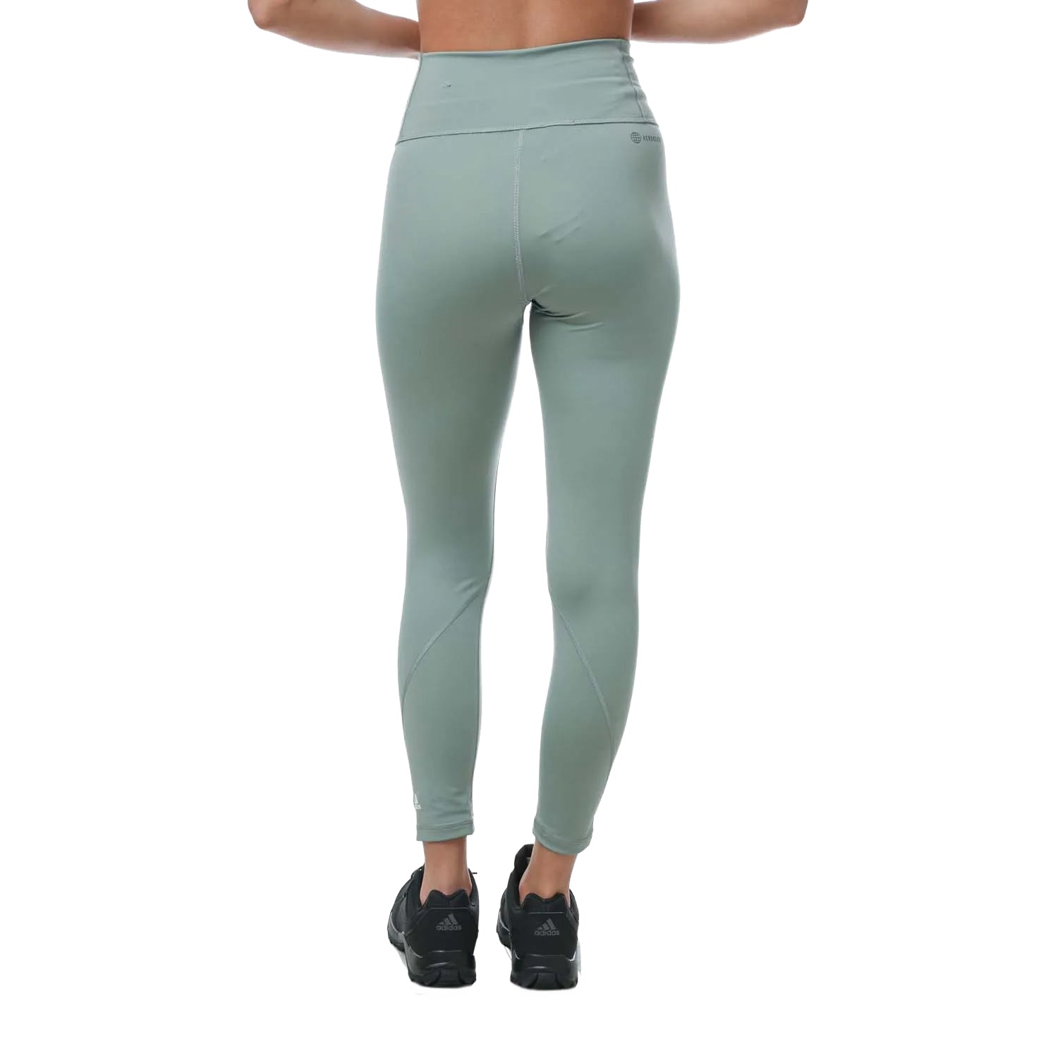 Silver - Back - Adidas Womens-Ladies Optime Training 7-8 Leggings