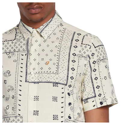 Ecru - Back - Farah Mens Bandana Print Short-Sleeved Shirt