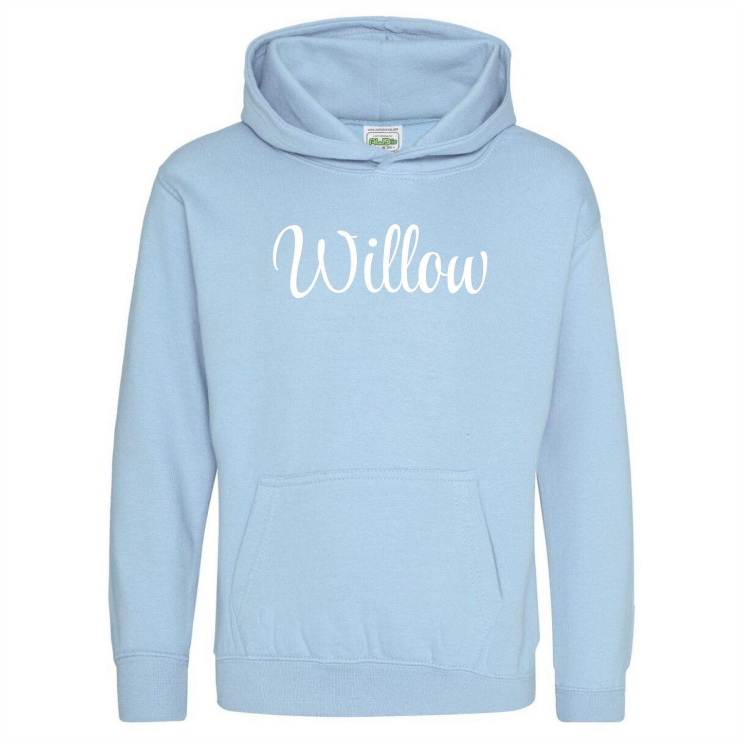 Sky Blue - Front - AWD Childrens-Kids Cotton Pull Over Hoodie