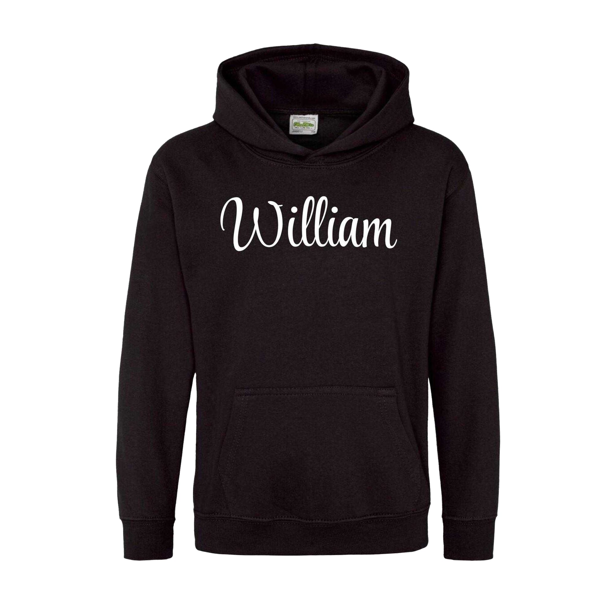 Jet Black - Front - AWD Childrens-Kids Cotton Pull Over Hoodie