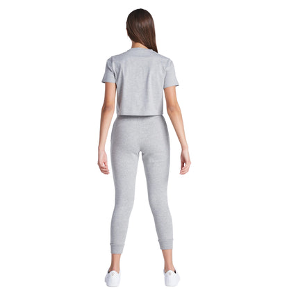 Grey Marl - Lifestyle - SikSilk Girls Essentials Cuffed Jogging Bottoms