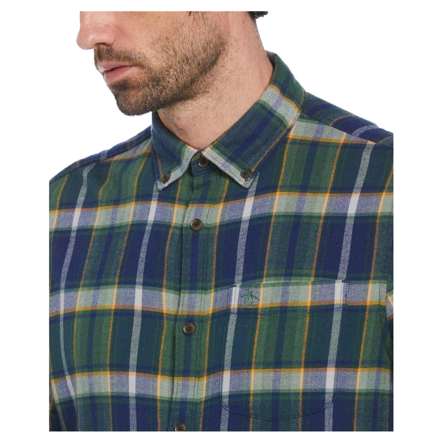 Medieval Blue-Green - Side - Original Penguin Mens Plaid Regular Shirt
