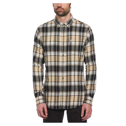 True Black-Beige - Front - Original Penguin Mens Plaid Regular Shirt