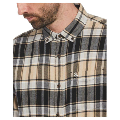 True Black-Beige - Side - Original Penguin Mens Plaid Regular Shirt