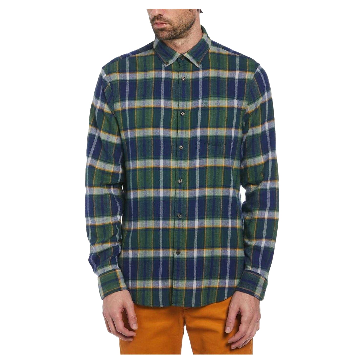 Medieval Blue-Green - Front - Original Penguin Mens Plaid Regular Shirt