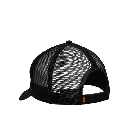 Black - Back - Boss Mens Elliot Logo Curved Peak Trucker Cap