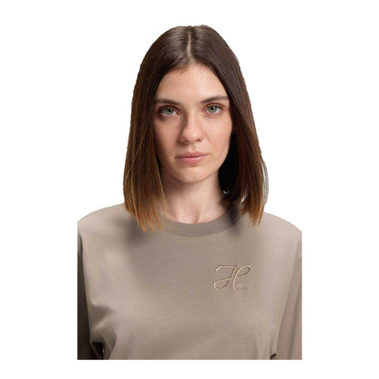 Light Beige - Side - Hugo Womens-Ladies Vintage Embroidered Relaxed Fit T-Shirt