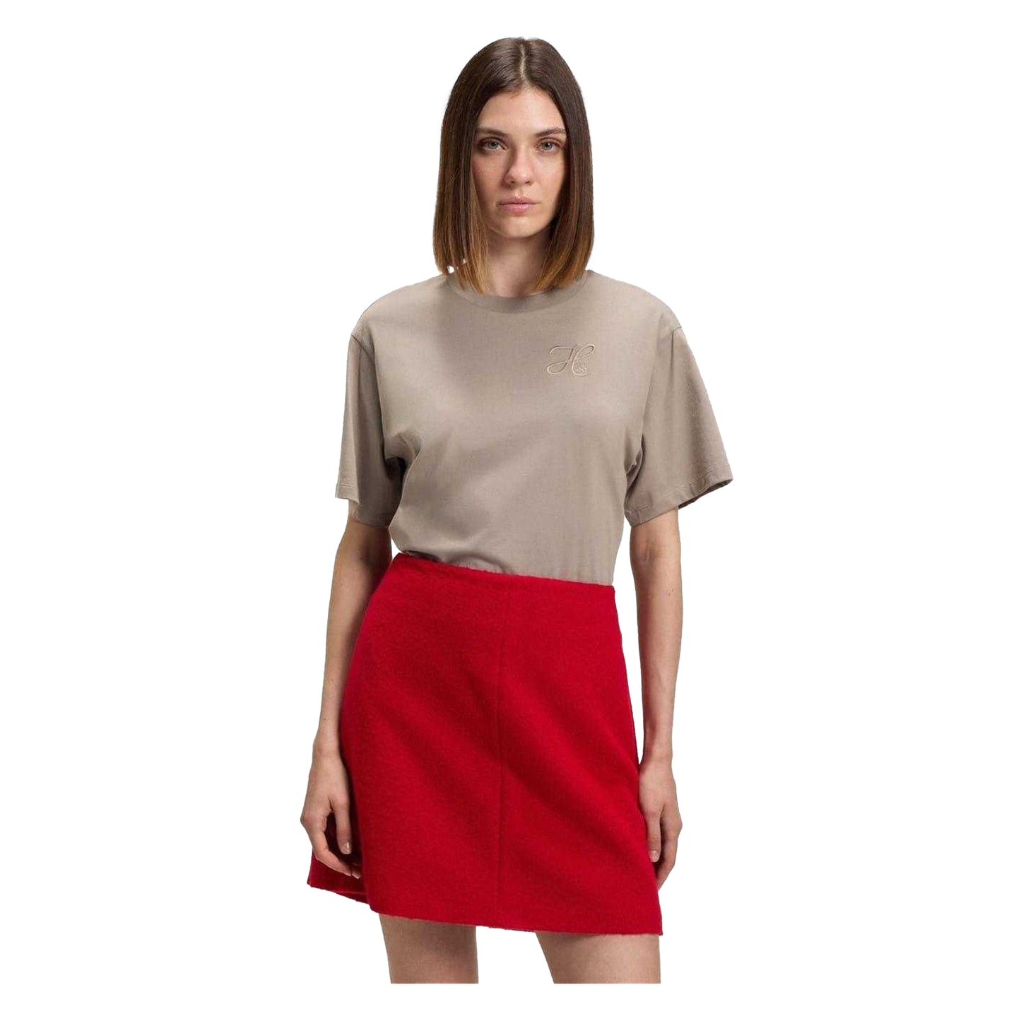 Light Beige - Lifestyle - Hugo Womens-Ladies Vintage Embroidered Relaxed Fit T-Shirt