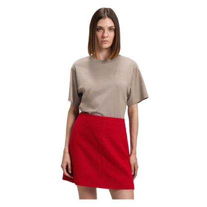 Light Beige - Lifestyle - Hugo Womens-Ladies Vintage Embroidered Relaxed Fit T-Shirt