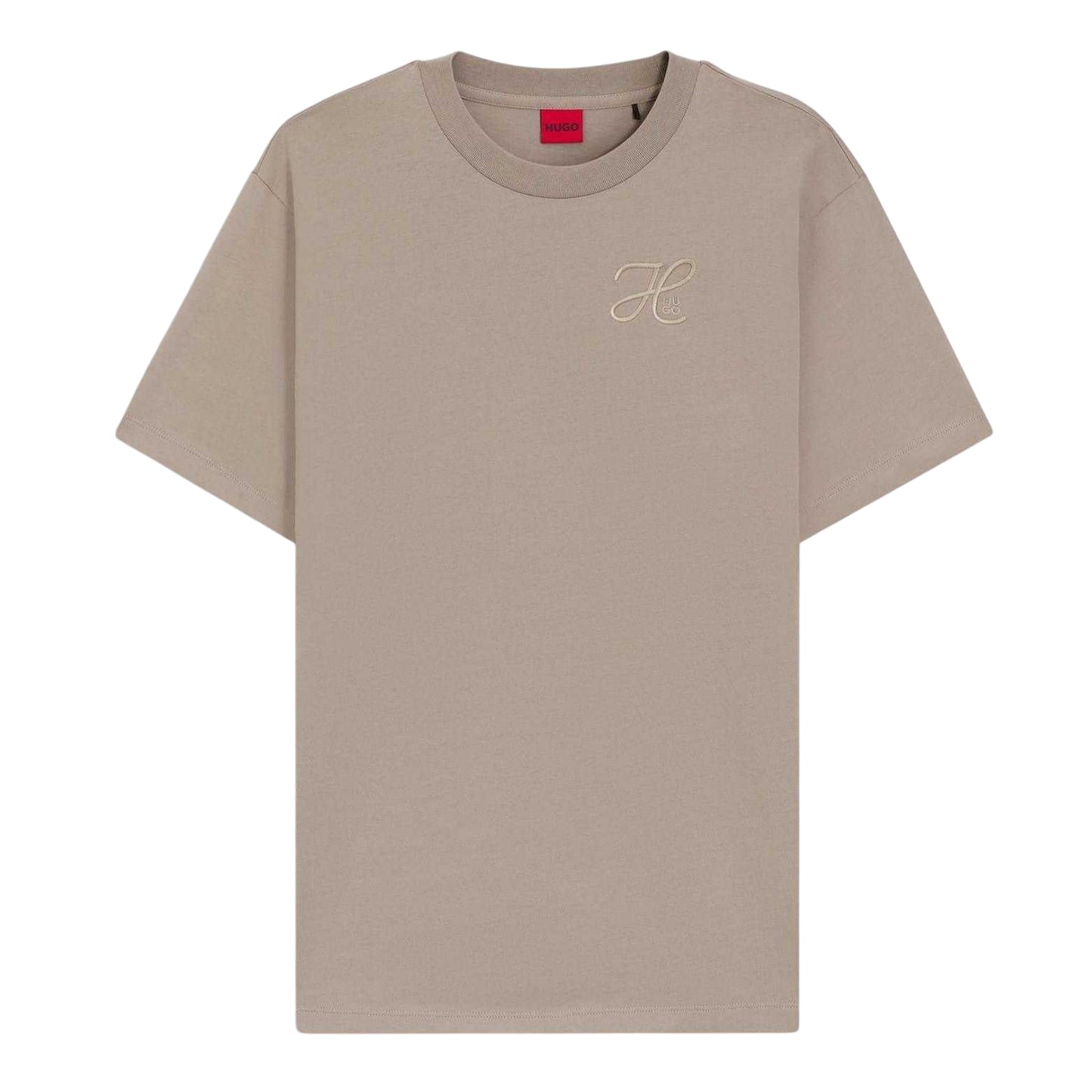 Light Beige - Front - Hugo Womens-Ladies Vintage Embroidered Relaxed Fit T-Shirt
