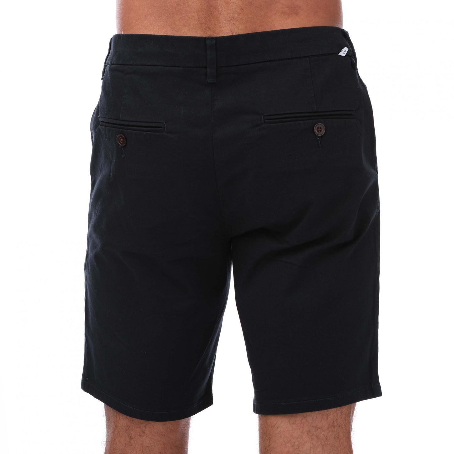 Navy - Back - Farah Mens Bassett Chino Shorts