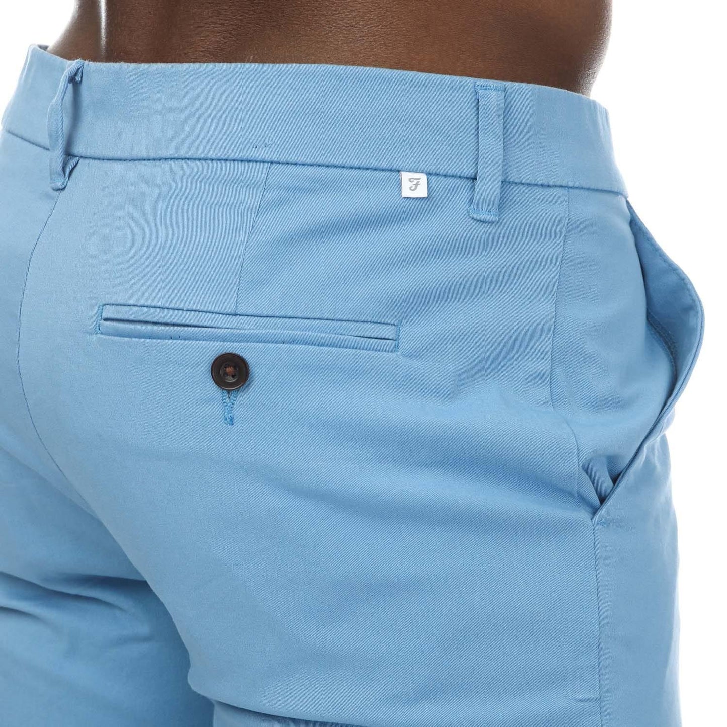 Blue - Side - Farah Mens Bassett Chino Shorts