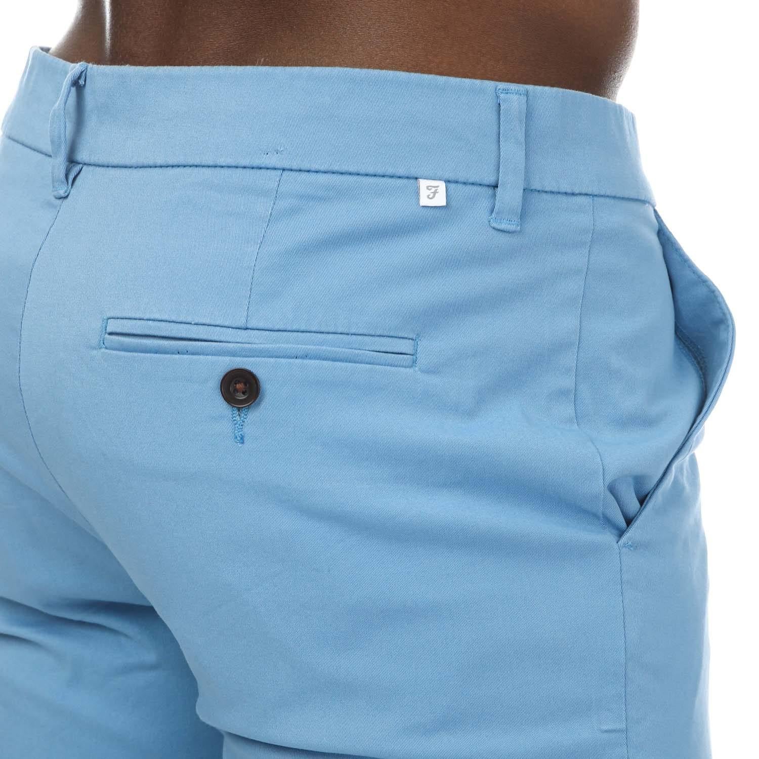 Blue - Side - Farah Mens Bassett Chino Shorts