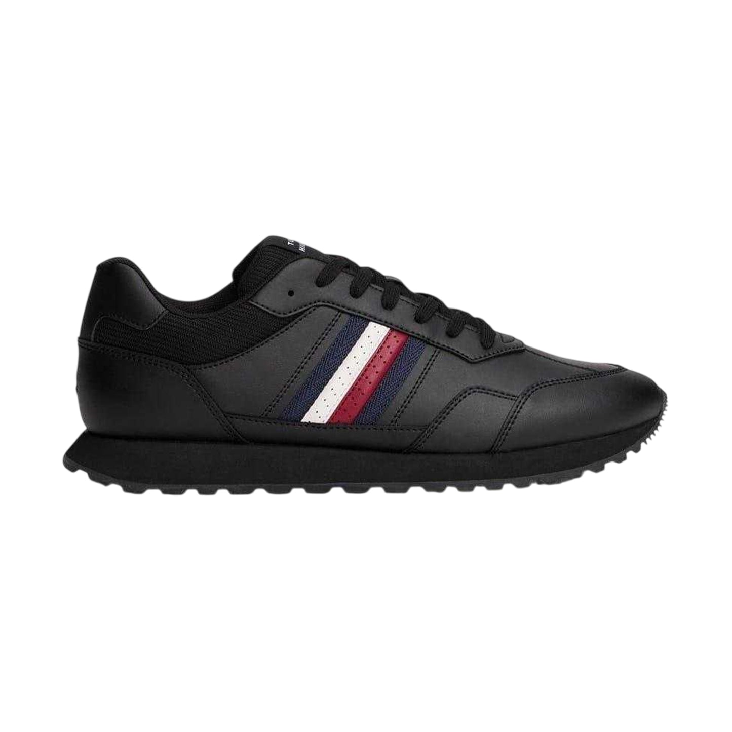 Black - Lifestyle - Tommy Hilfiger Mens Eva Stripe Leather Trainers