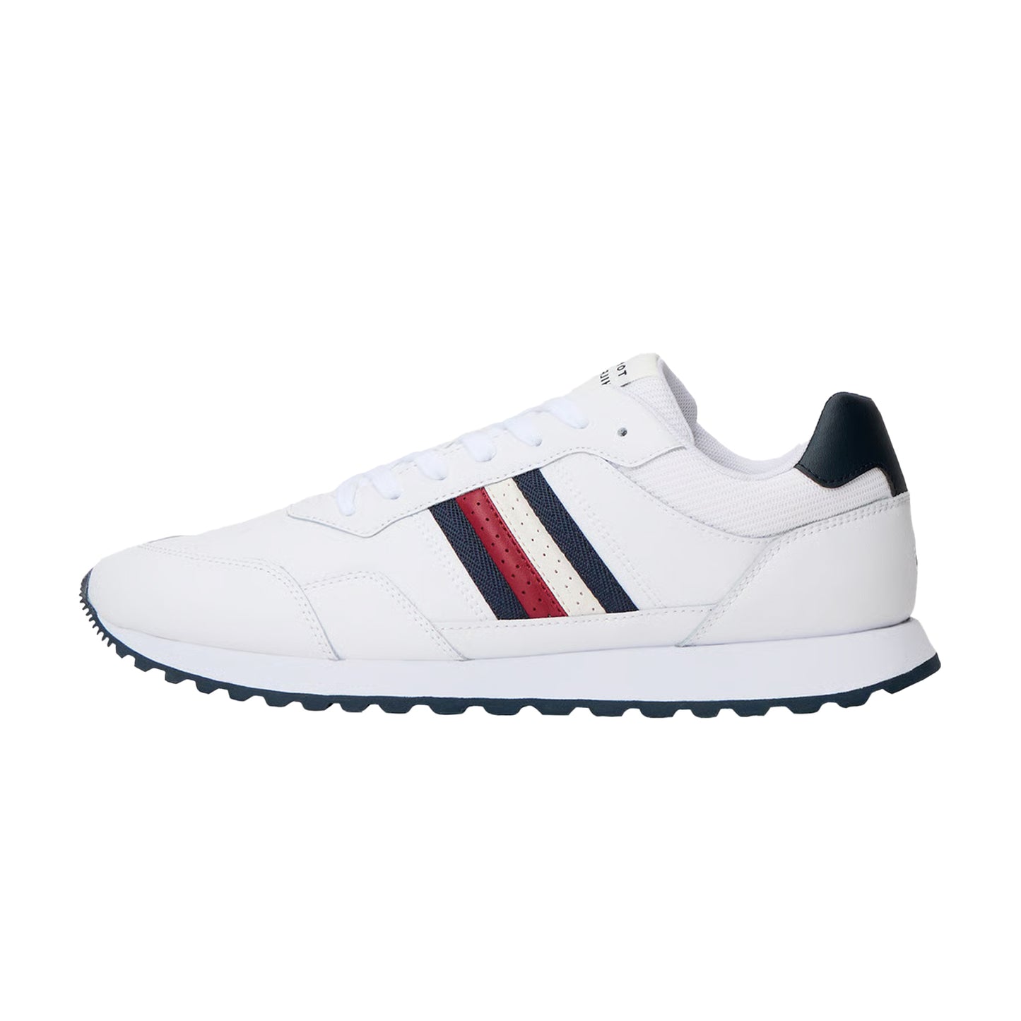 White - Side - Tommy Hilfiger Mens Eva Stripe Leather Trainers
