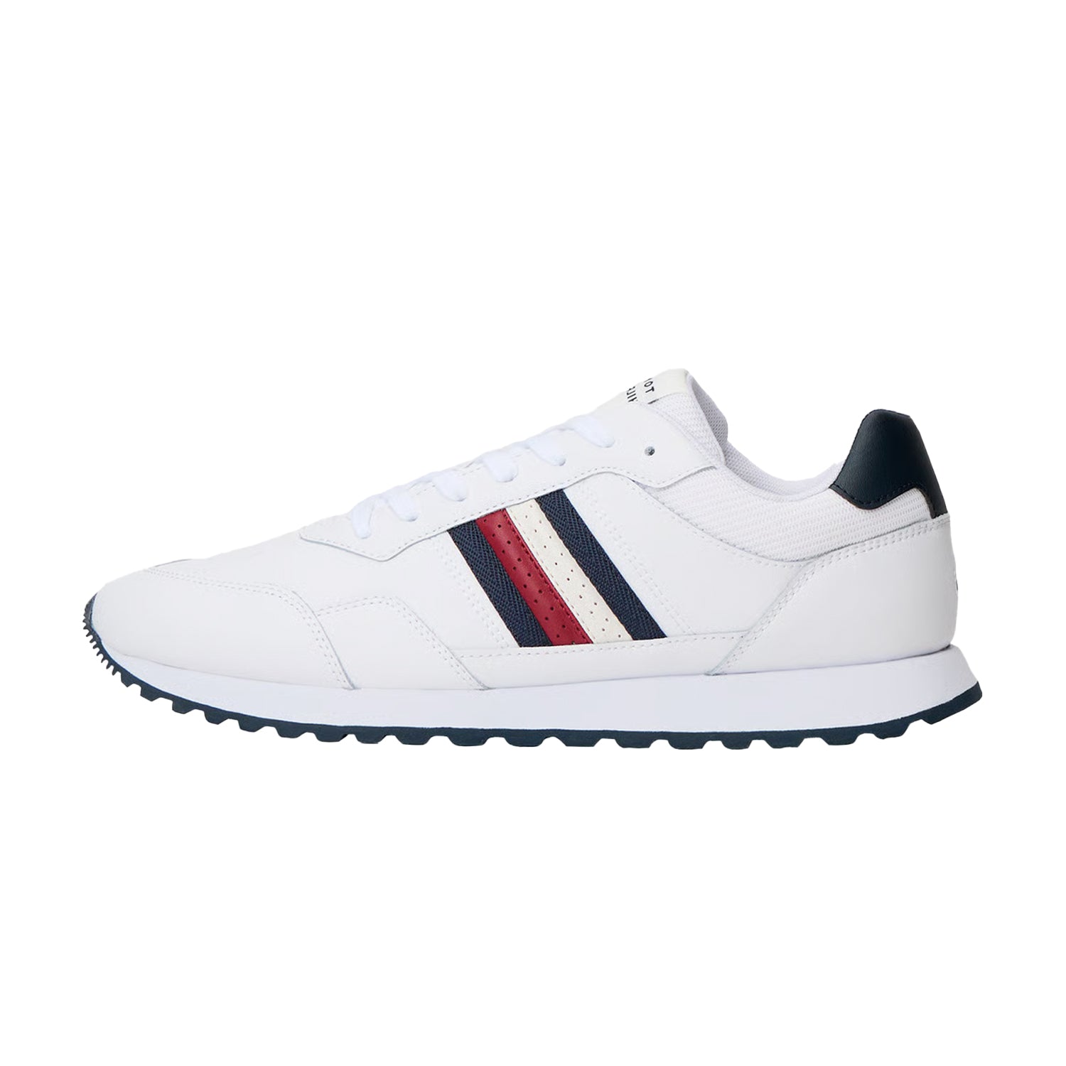 White - Side - Tommy Hilfiger Mens Eva Stripe Leather Trainers