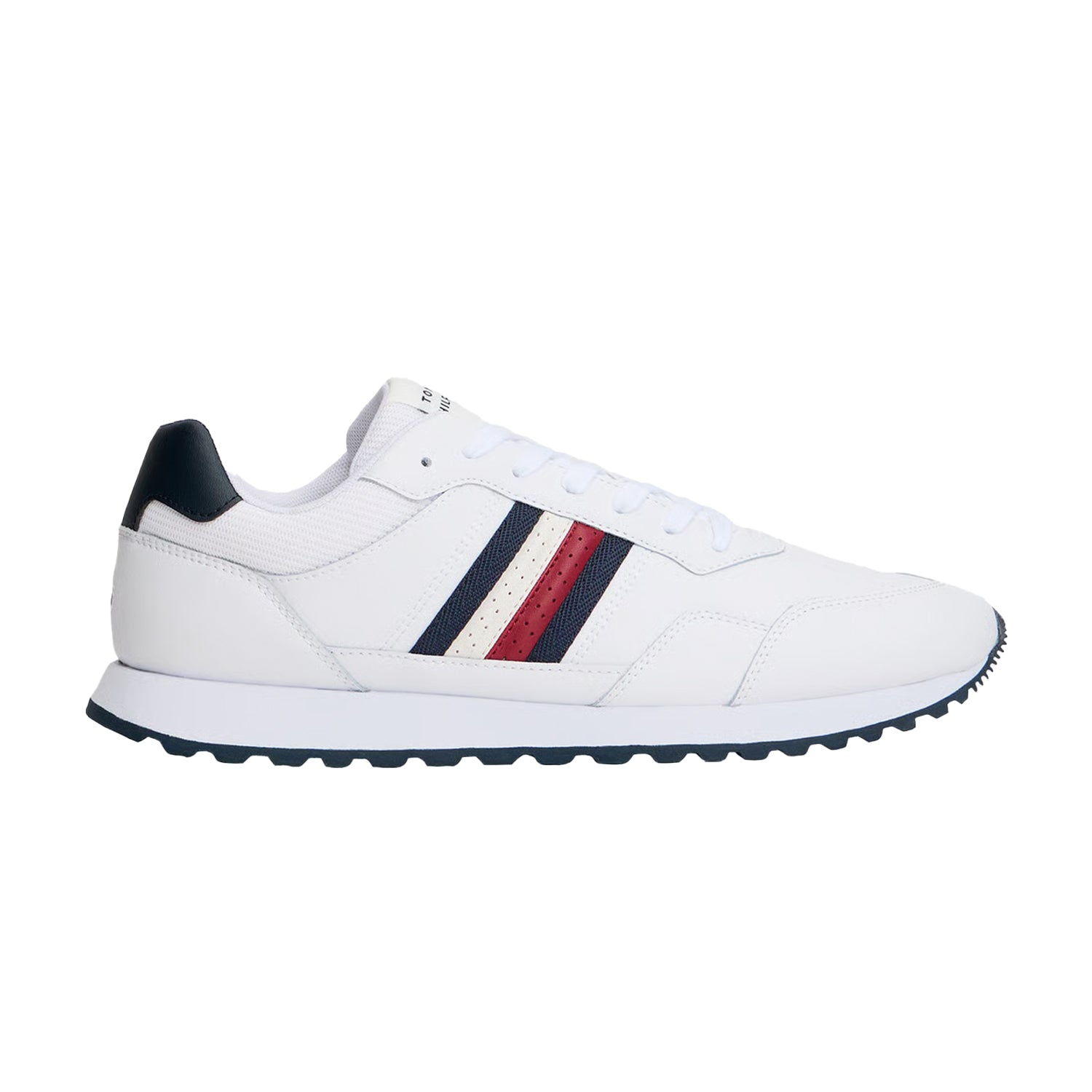 White - Lifestyle - Tommy Hilfiger Mens Eva Stripe Leather Trainers