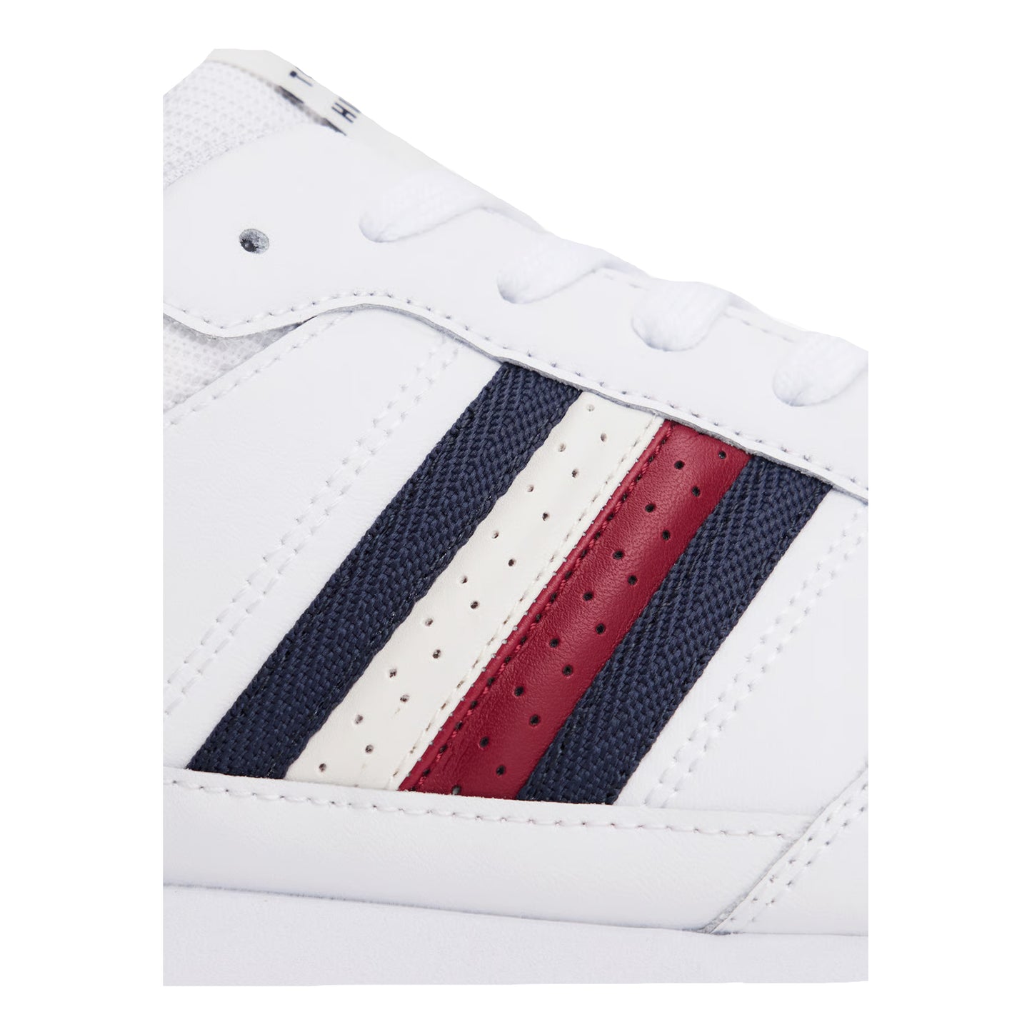 White - Pack Shot - Tommy Hilfiger Mens Eva Stripe Leather Trainers
