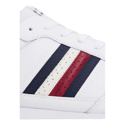 White - Pack Shot - Tommy Hilfiger Mens Eva Stripe Leather Trainers