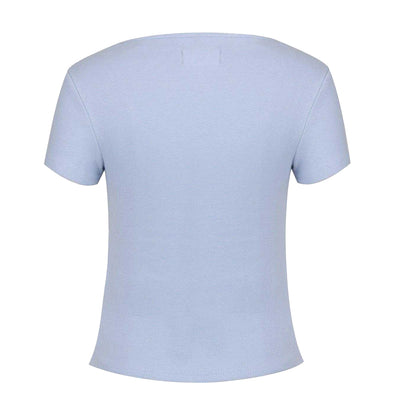 Brunnera Blue - Back - Jack Wills Womens-Ladies Ribbed Square Neck Fitted T-Shirt