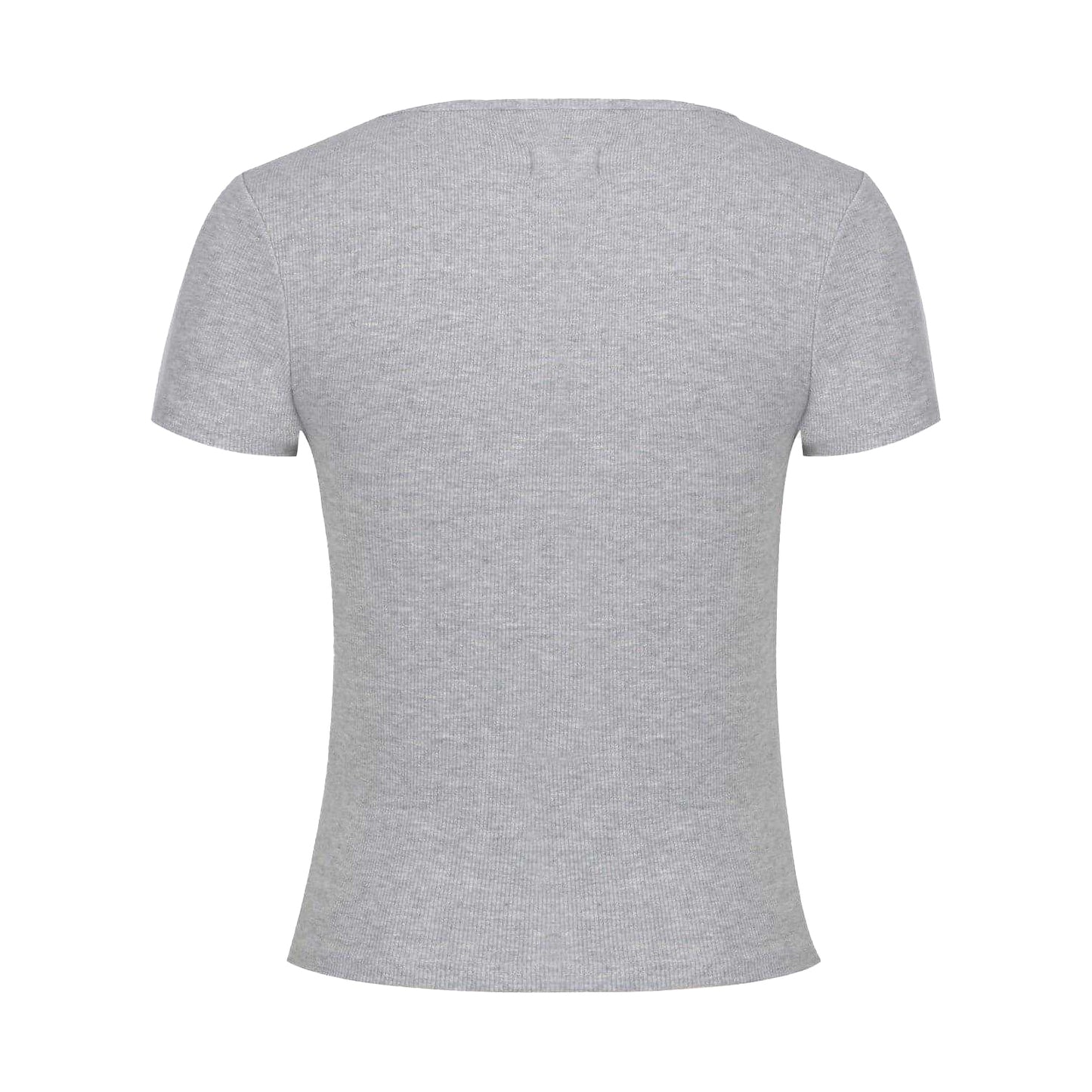 Grey Marl Marl - Back - Jack Wills Womens-Ladies Ribbed Square Neck Fitted T-Shirt