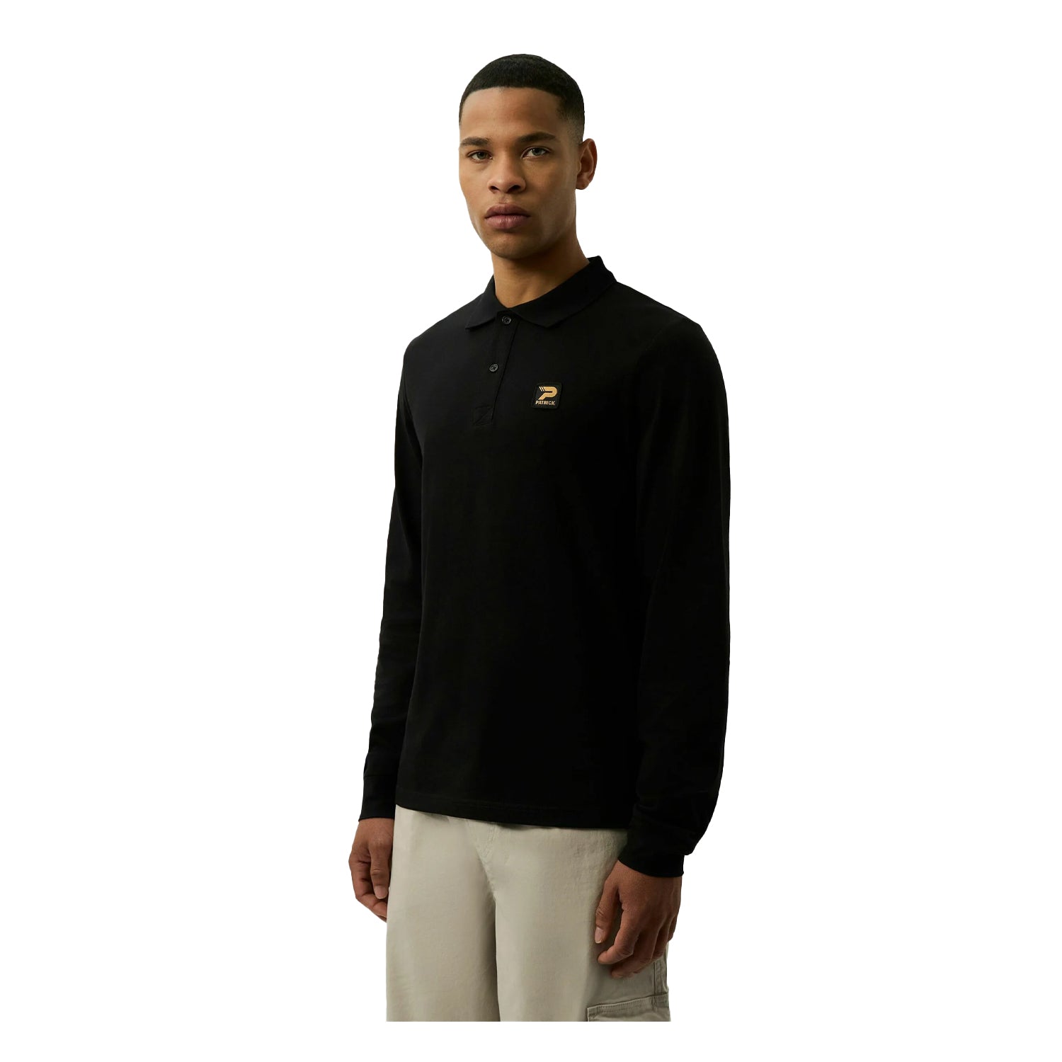 Black - Front - Patrick Mens Luca Long-Sleeved Polo Shirt