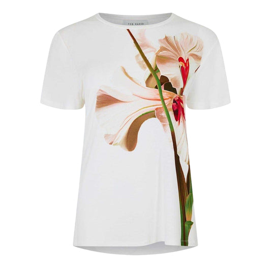 Nude Pink - Front - Ted Baker Womens-Ladies Flower Slim T-Shirt