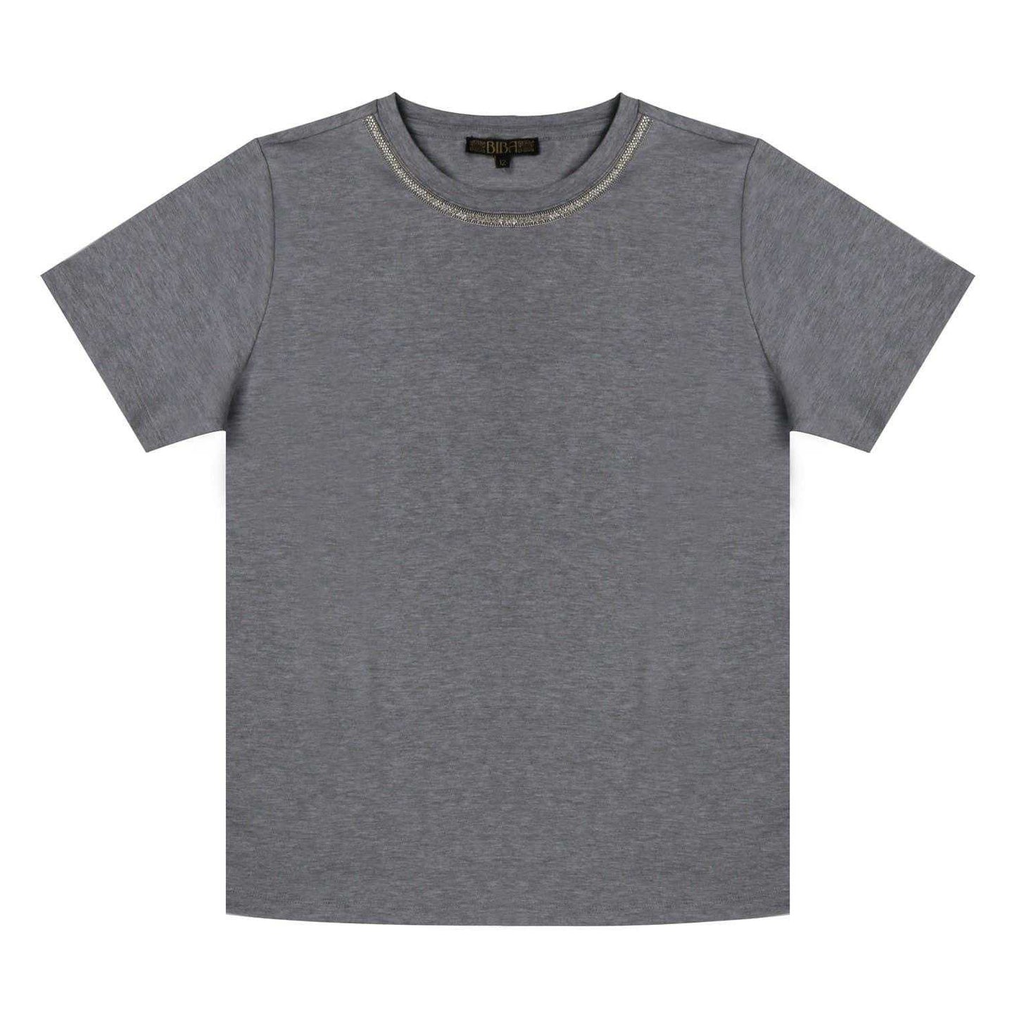 Grey - Front - Biba Womens-Ladies Crew Neck Regular T-Shirt