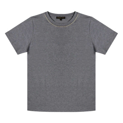 Grey - Front - Biba Womens-Ladies Crew Neck Regular T-Shirt