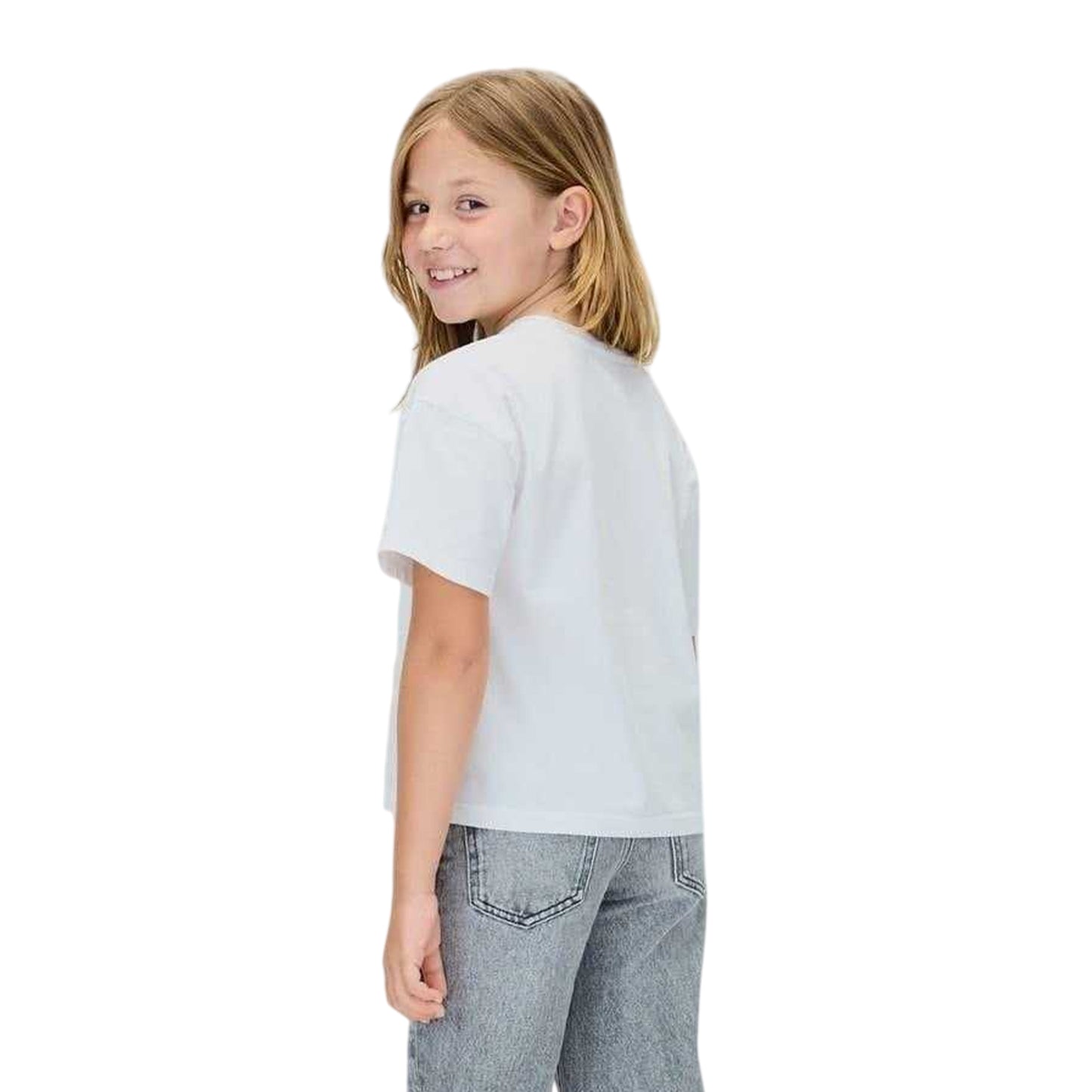 White - Back - Calvin Klein Childrens-Kids Jeans Big Logo Regular T-Shirt