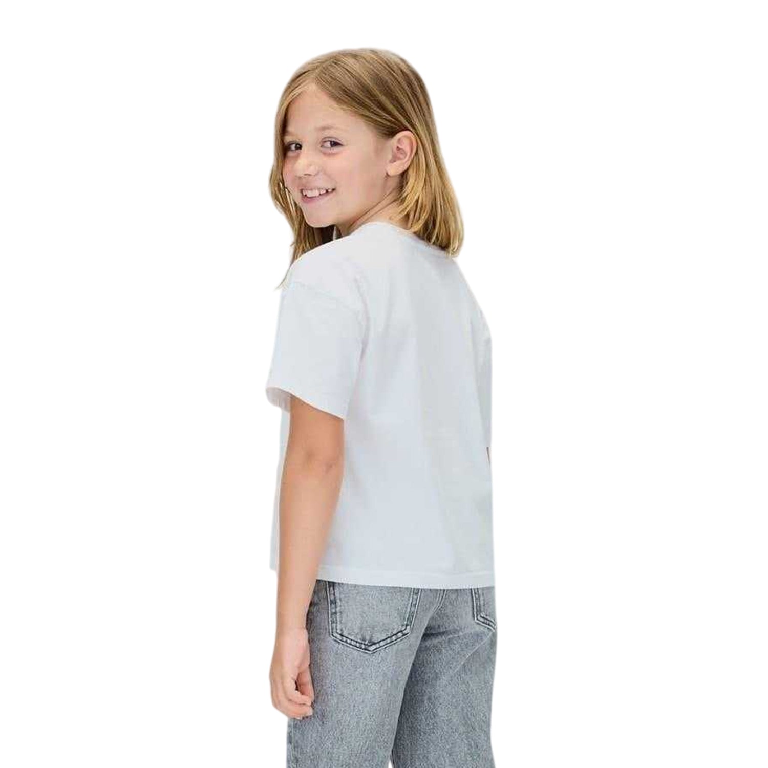 White - Back - Calvin Klein Childrens-Kids Jeans Big Logo Regular T-Shirt
