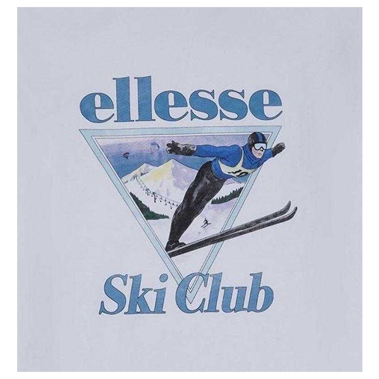 White - Back - Ellesse Mens Umontia Skiing Scene Regular Short-Sleeved T-Shirt