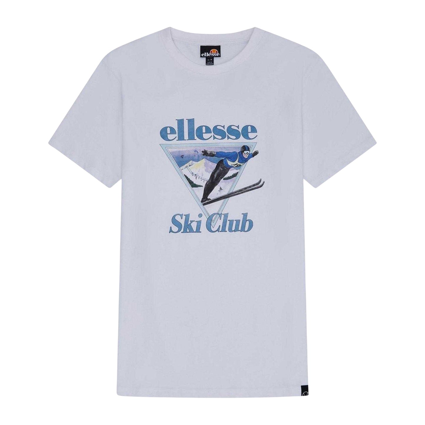 White - Front - Ellesse Mens Umontia Skiing Scene Regular Short-Sleeved T-Shirt