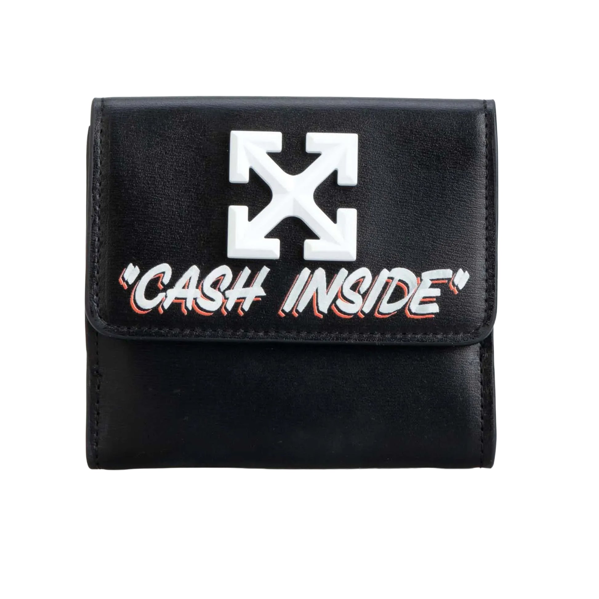 Black - Front - Off White Cash Inside Jitney French Leather Wallet