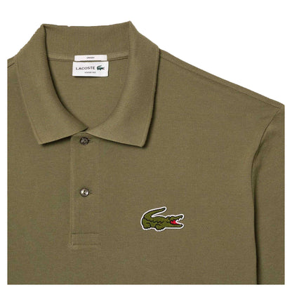 Khaki Green - Back - Lacoste Mens L.12.12 Embroidered Logo Loose Fit Polo Shirt